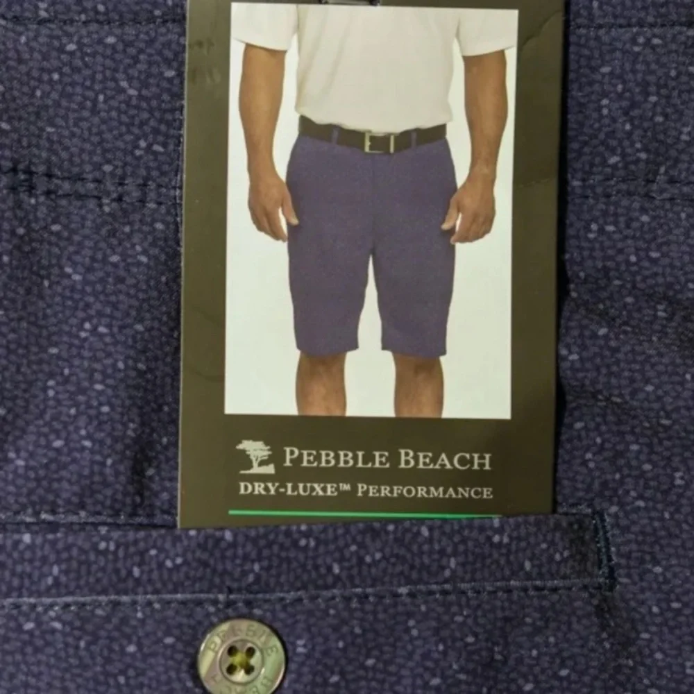 NWT Pebble Beach Men Dry Luxe Performance Navy Shorts Size 38